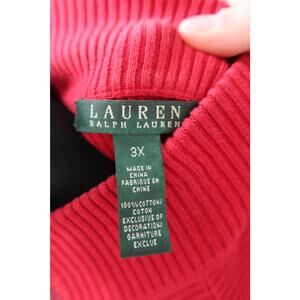 Lauren Ralph Lauren Red Black Striped Mock Neck Sweater Womens 3X Cotton